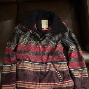 Roxy Red Southwest Patterned Ski Jacket with Matching Pants
